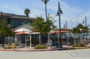 The Waterside Restaurant and Wine Bar Patio Dining overlooking Channel Islands Harbor Marina with live music and Happy Hour.